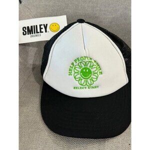 Smiley Originals Baseball Black White Green Help Peopl Smile Mesh Foam Snapback